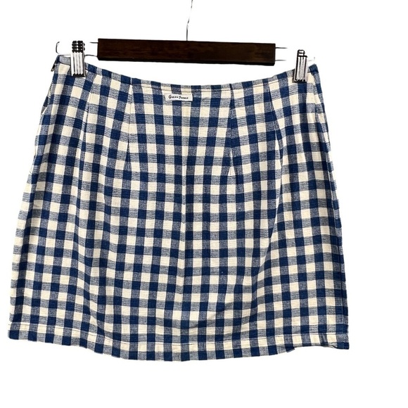 Vintage Guess Mini Skirt Women's 29 Gingham Blue White Side Zip 80's 90's - Picture 2 of 11